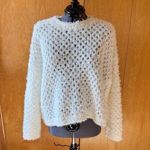 Nordstrom Cream Textured Crew Neck Sweater